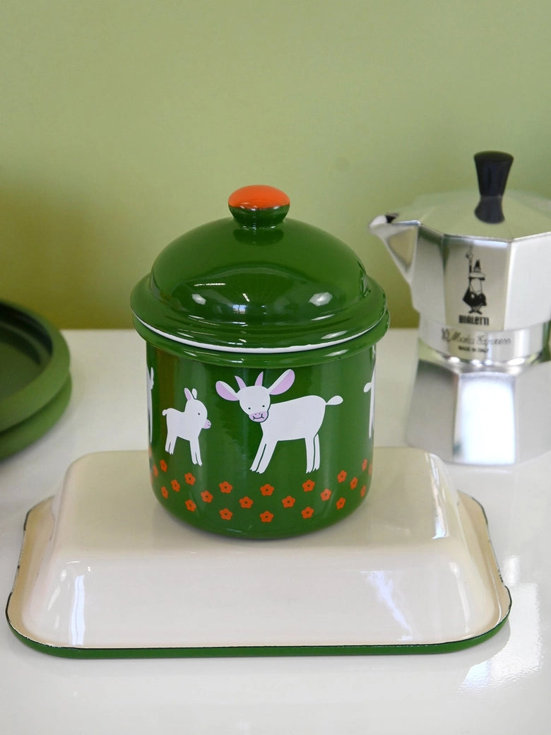 Enamel Goat Container