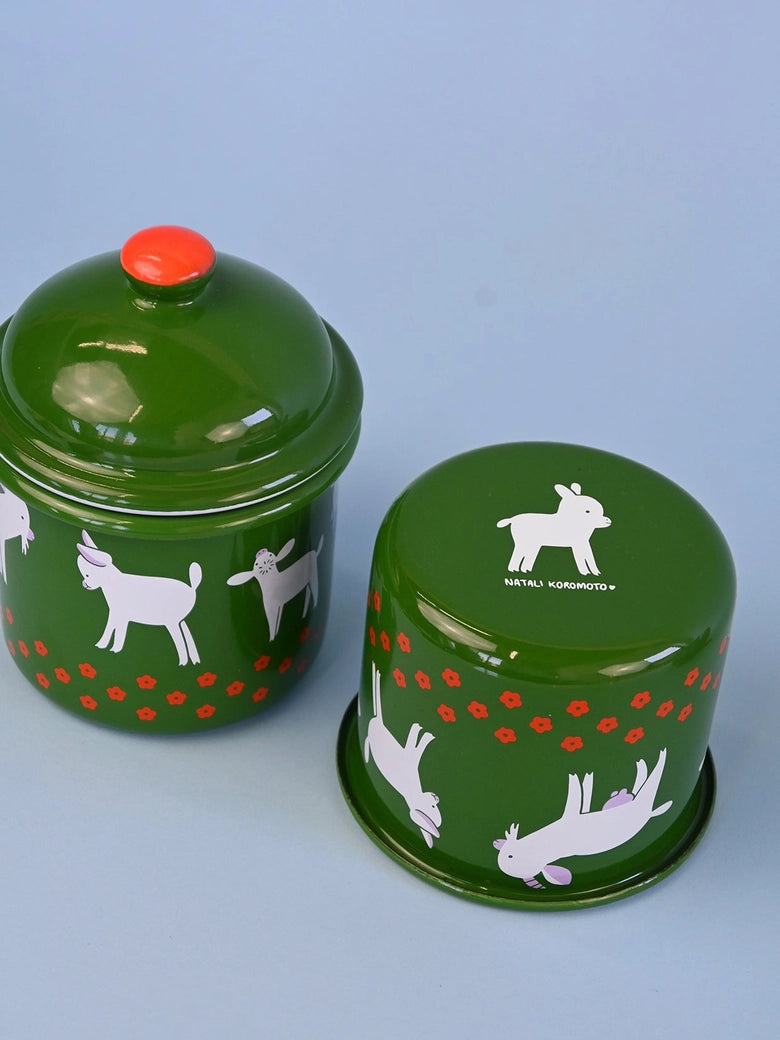 Enamel Goat Container