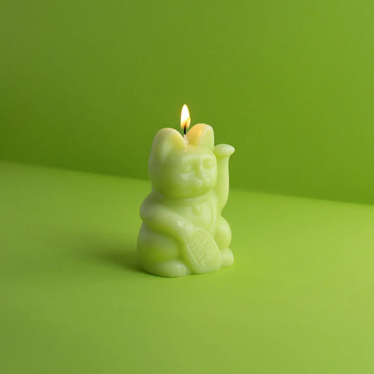 Lucky Cat Candle - Green