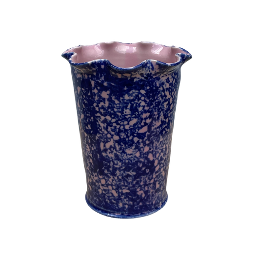 Cobalt Sponged Small Frilly Vase - Pink