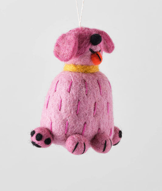 Tina, Pink Dog Felted Hanging Decoration