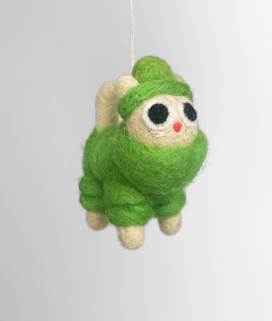 Lee, Cat in Puffa Felted Hanging Decoration