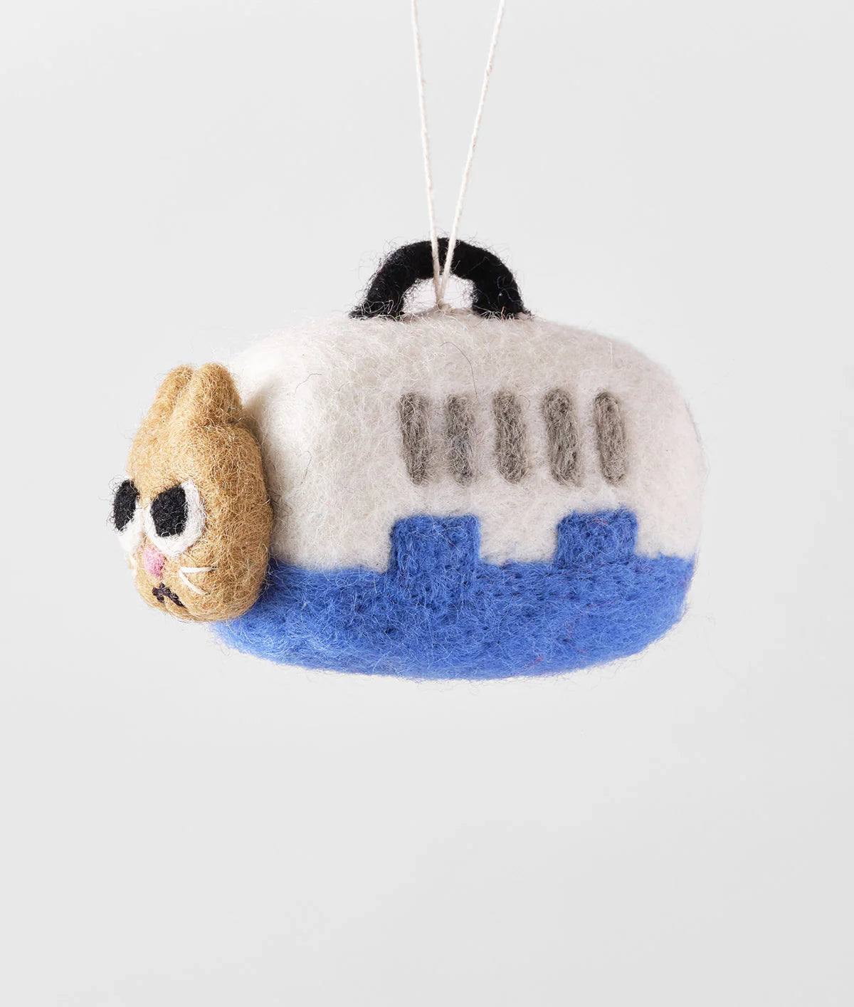 Coco, Cat in Carrier Felted Hanging Decoration