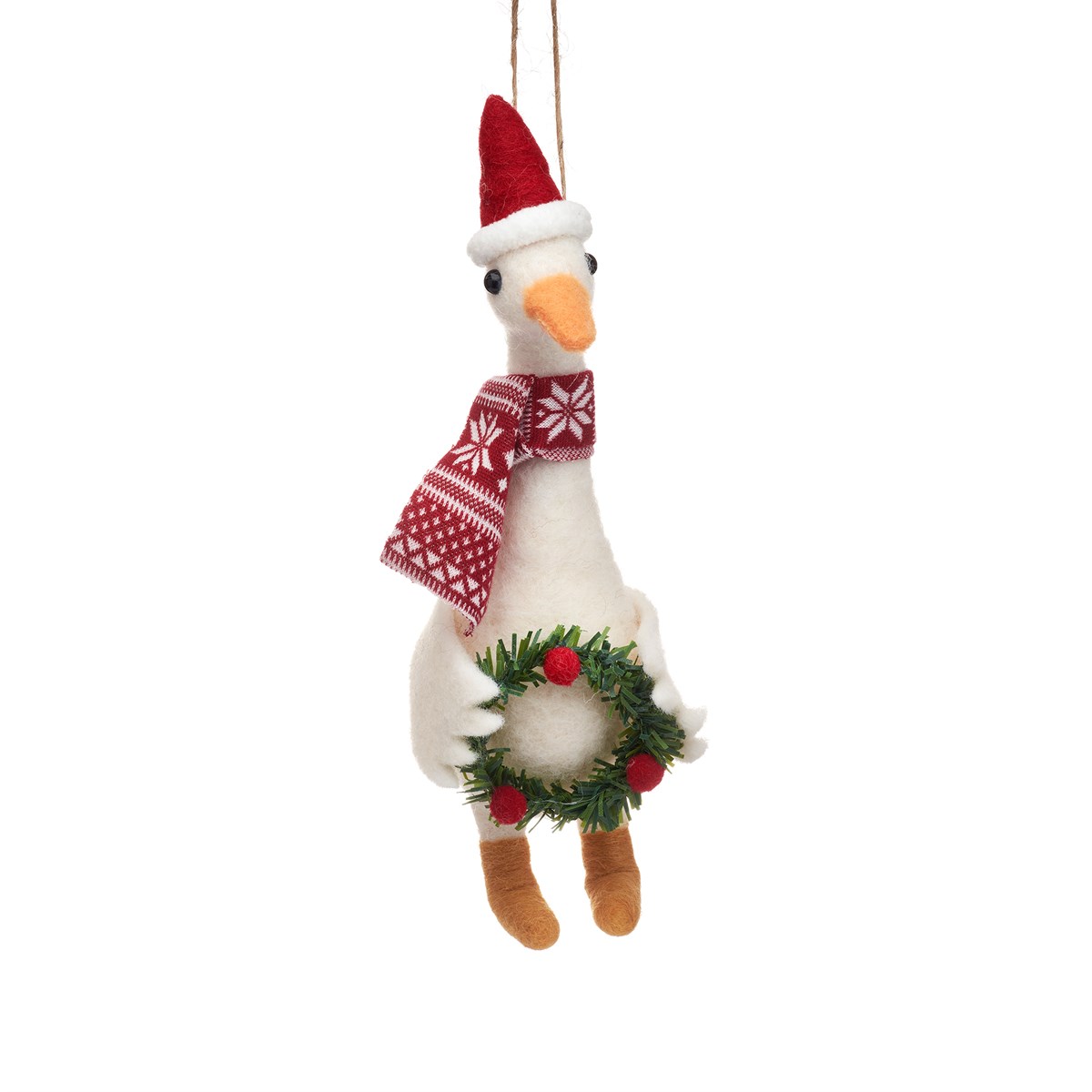 Goose with Wreath Felt Decoration