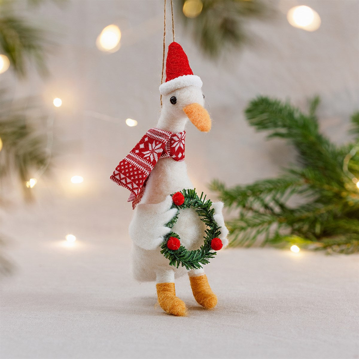 Goose with Wreath Felt Decoration