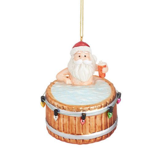 Santa in a Hot Tub Bauble