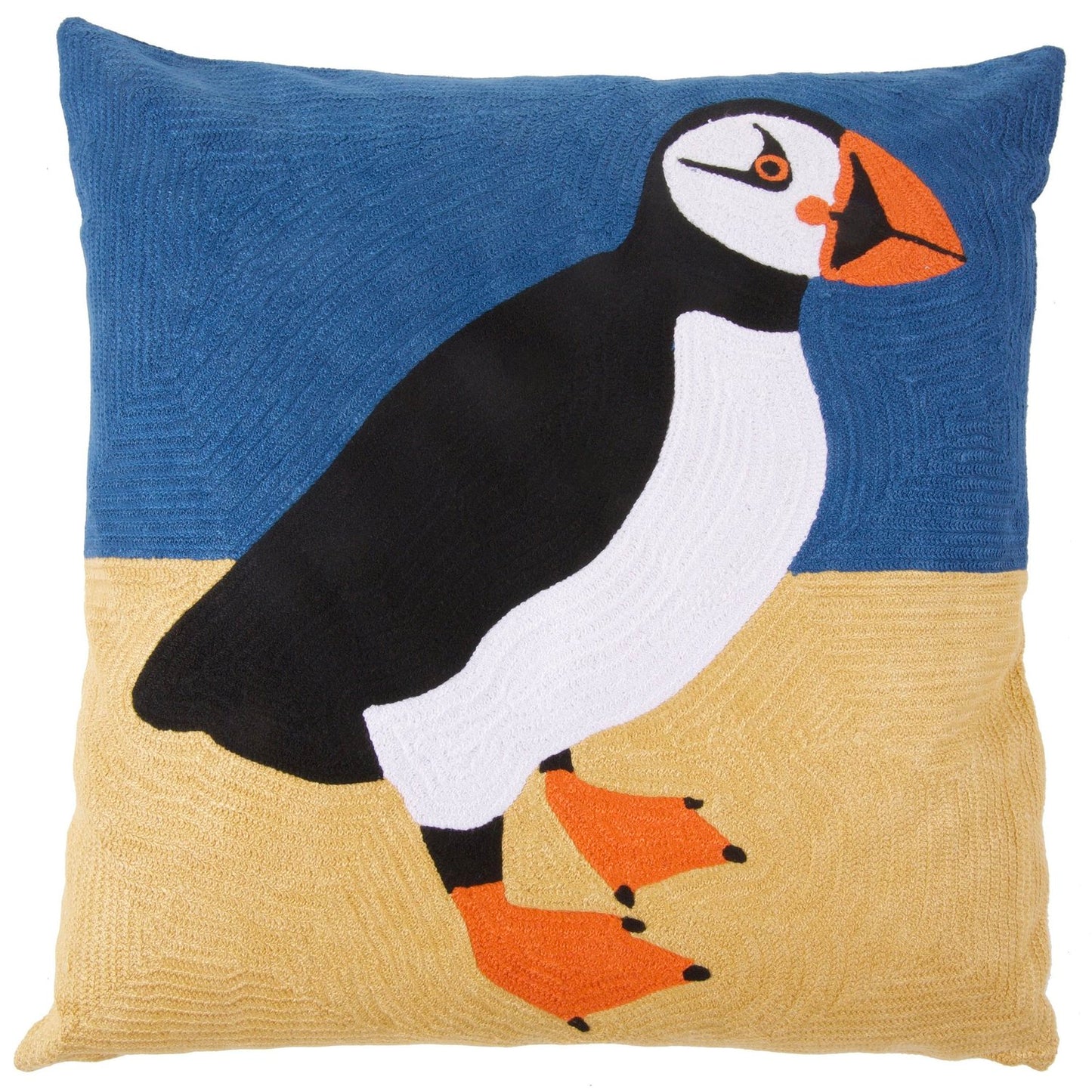 Puffin At The Beach Cushion Cover