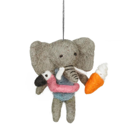 Leila the Summer Elephant Felt Hanging Decoration