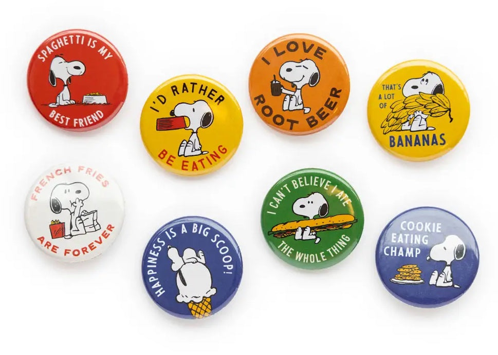 Peanuts Pin Buttons - Food Edition