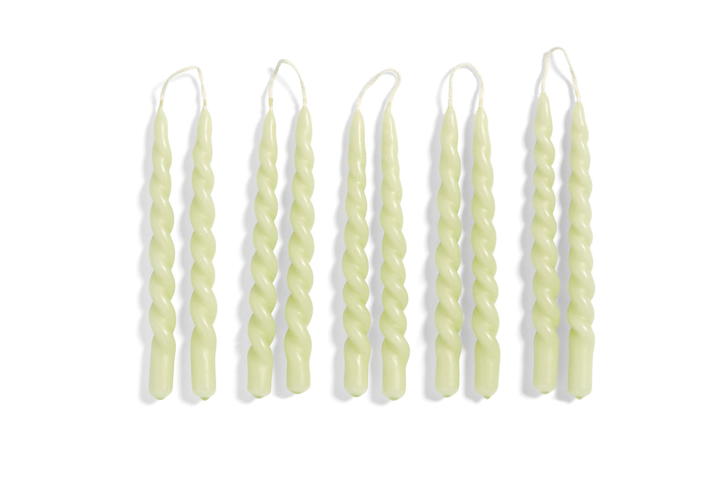 10 Green Mini Swirl Candles - Hay