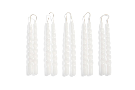 10 White Mini Swirl Candles - Hay