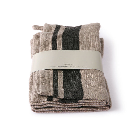 Natural Stripe Linen Napkins