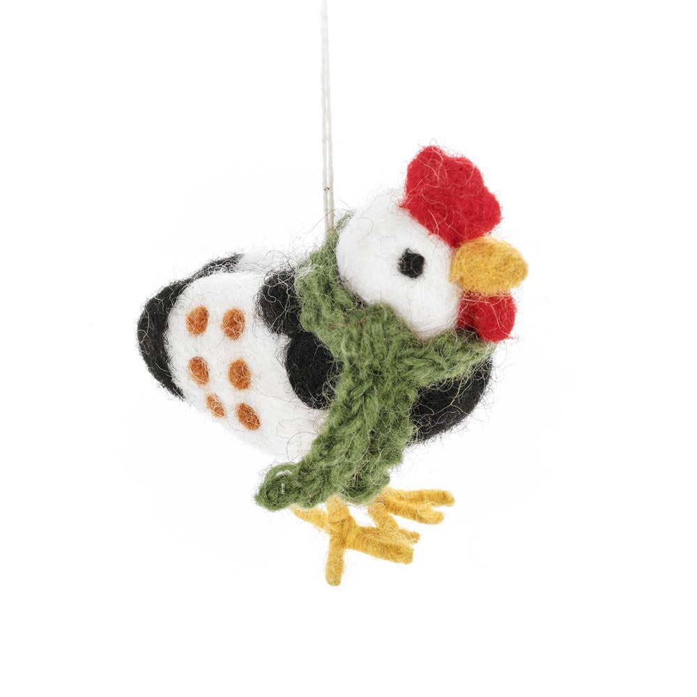 Clara the Chicken Handmade Felt Hanging Decoration