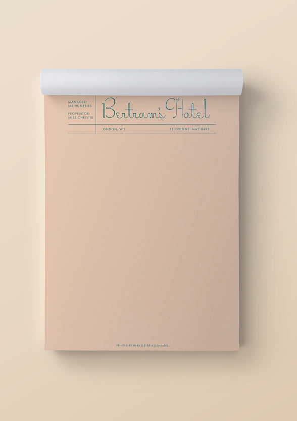 Fictional Hotel Notepads: Bertram's Hotel