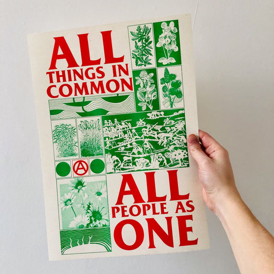 All Things Common, All People As One A3 Riso Print